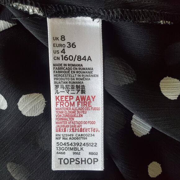 Tops Black & White Polka Dot Sheer Mock Turtleneck Top 4 - Picture 7 of 10